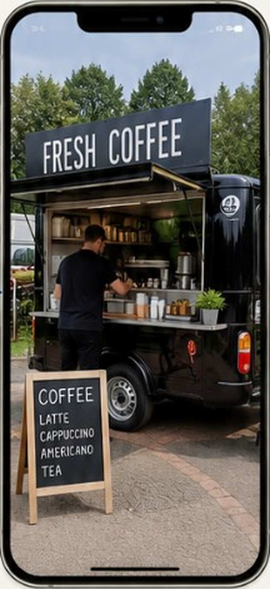 Coffee truck set up and ready to welcome customers